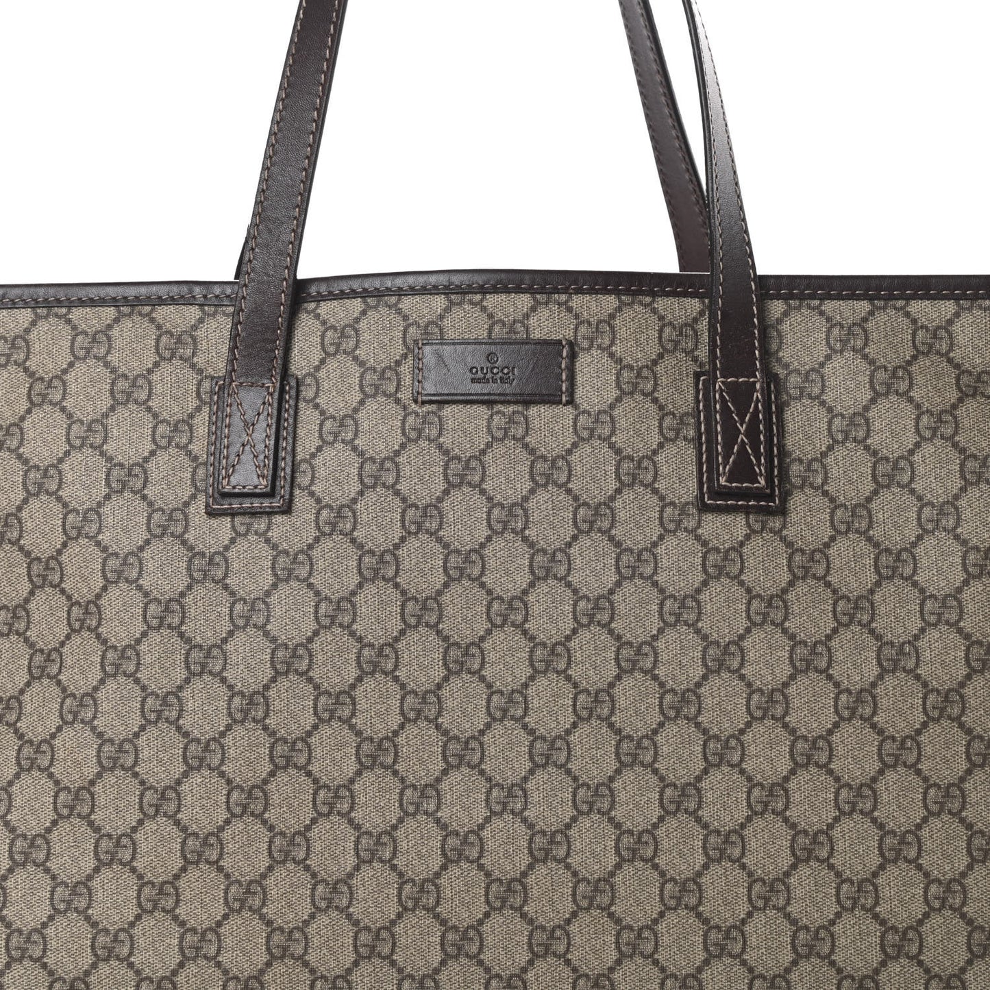 GG Supreme Monogram Large Zippered Shopping Tote Brown