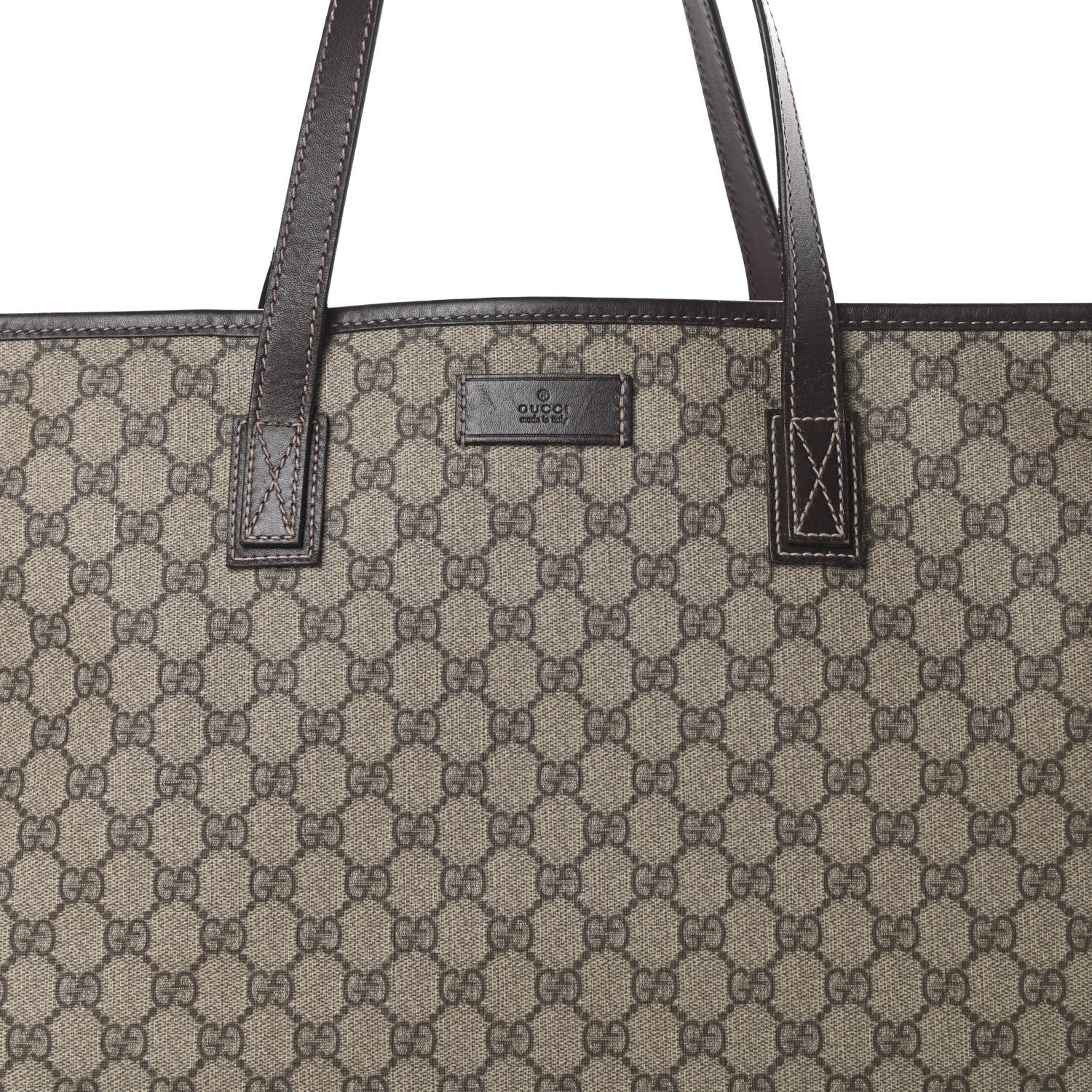 Gucci GG Supreme Monogram Large Zippered Shopping Tote Brown 8 of 15