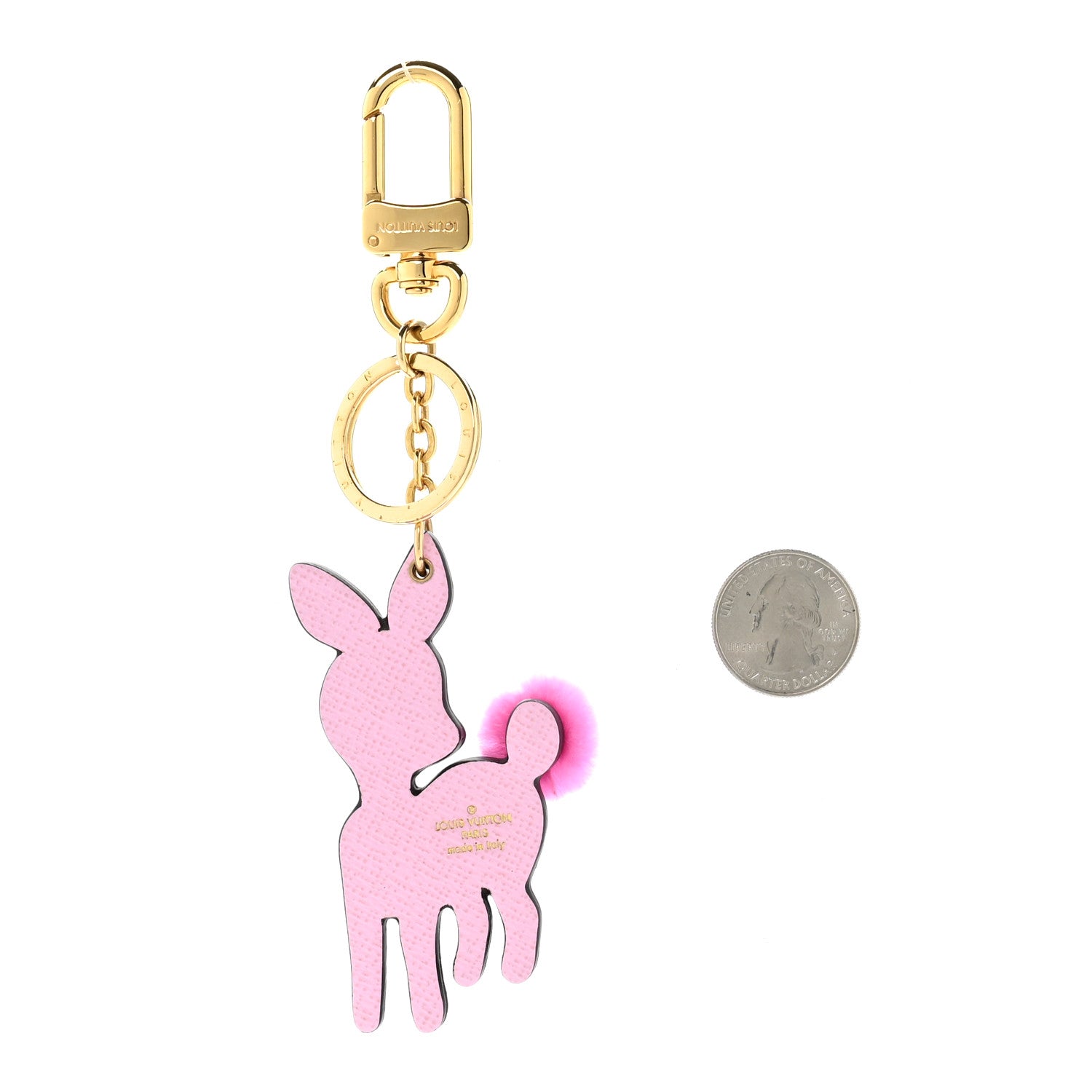 Louis Vuitton Calfskin Superstition Deer Bag Charm Key Holder Rose 2 of 5