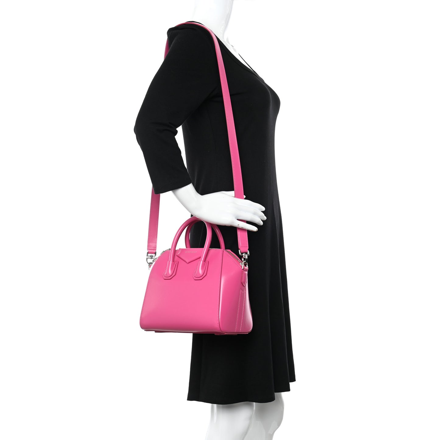 Shiny Lord Calfskin Mini Antigona Neon Pink