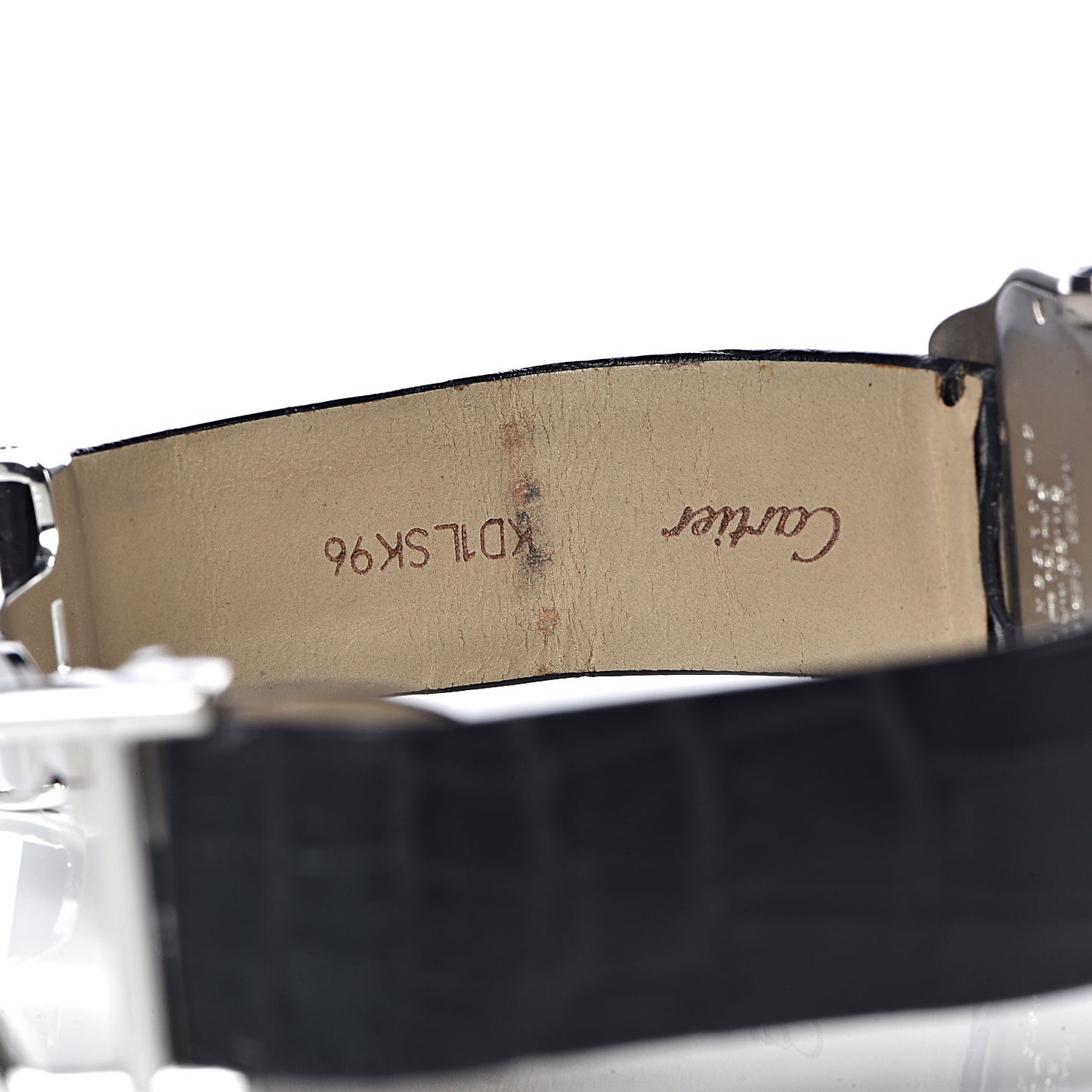18K White Gold Alligator 30mm Santos Dumont Quartz Watch