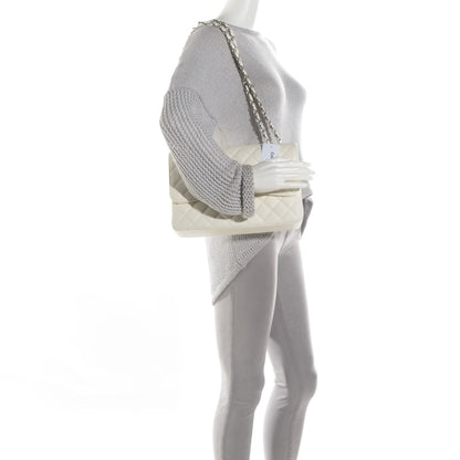 Chanel Caviar Quilted Jumbo Single Flap White 2 of 8
