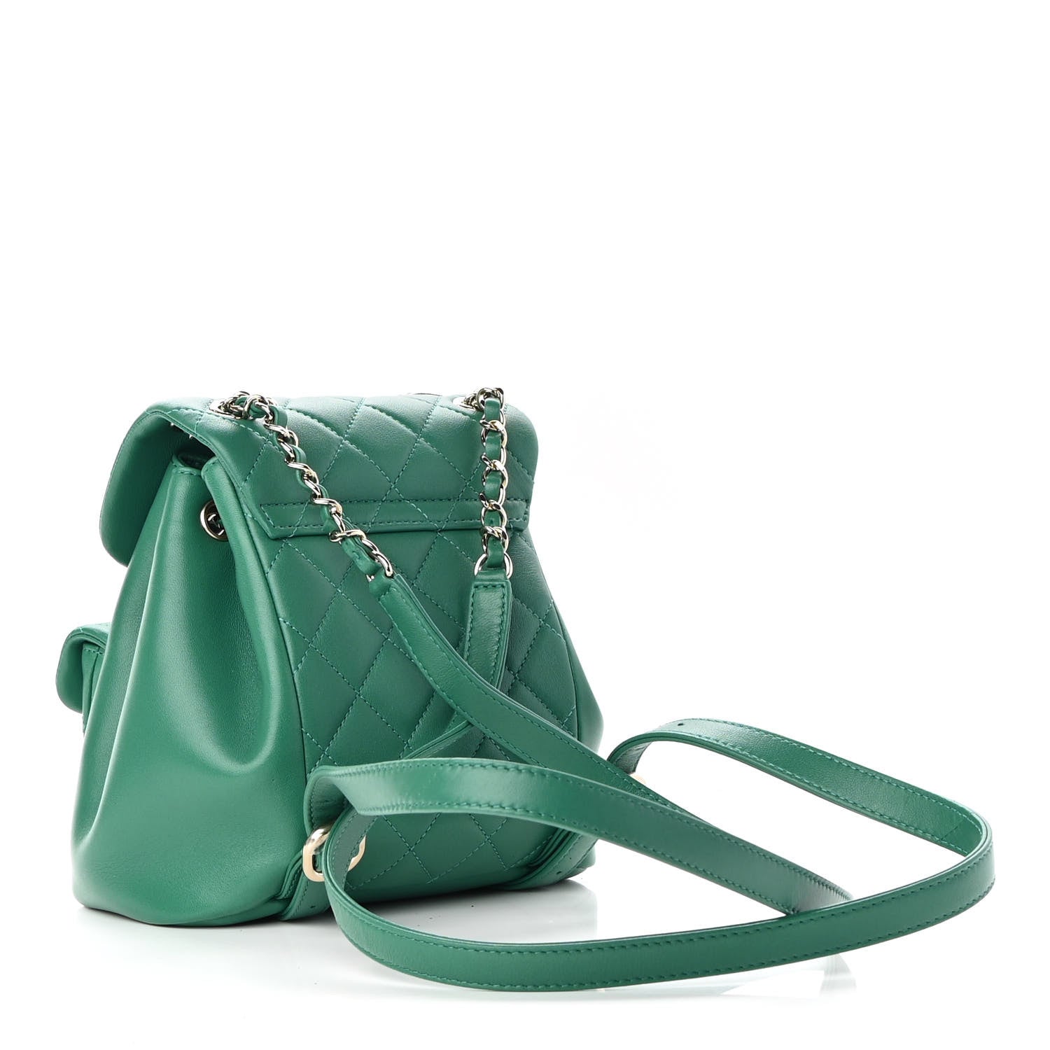Chanel Lambskin Quilted Small Duma Drawstring Backpack Green 3 of 9