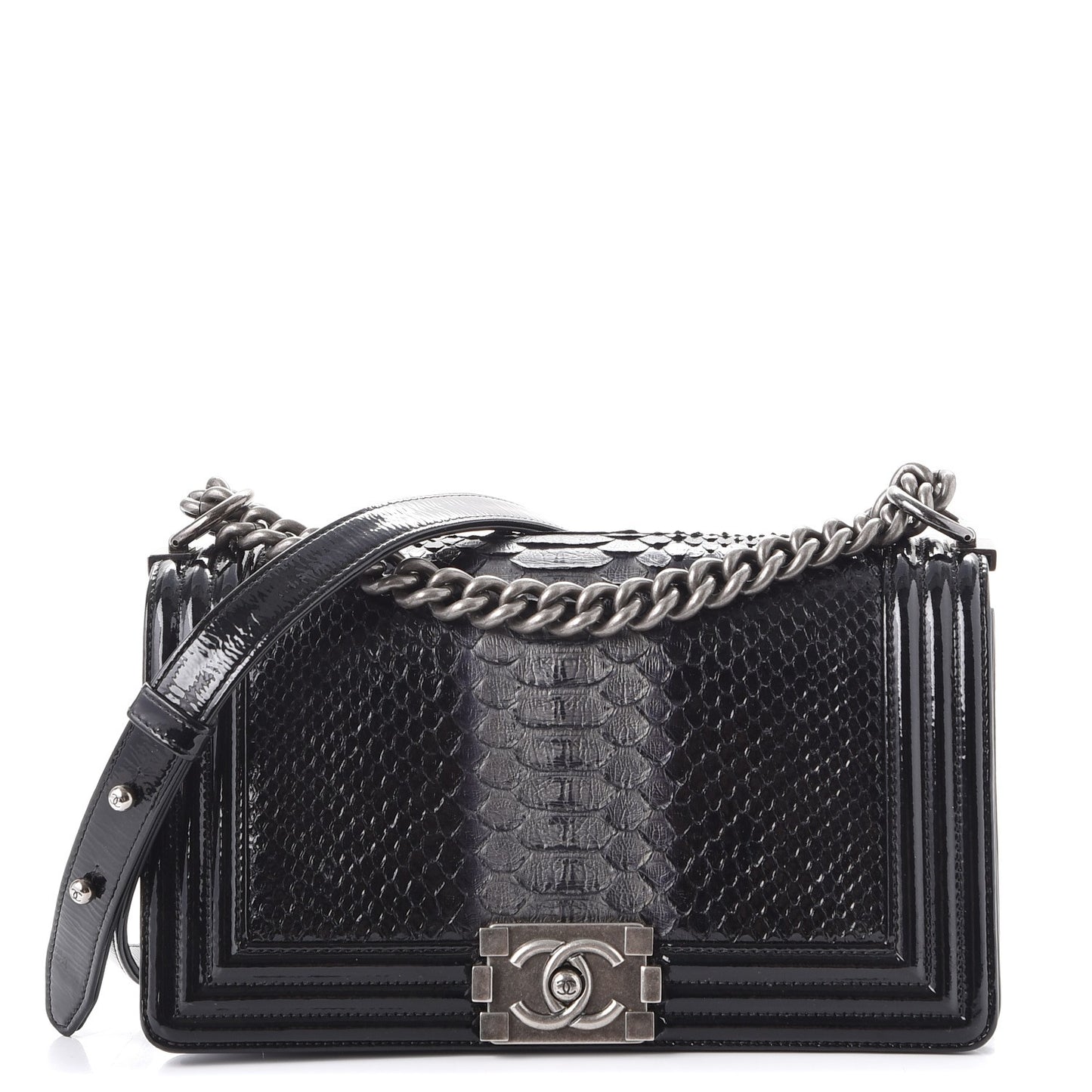 Python Patent Small Boy Flap Black