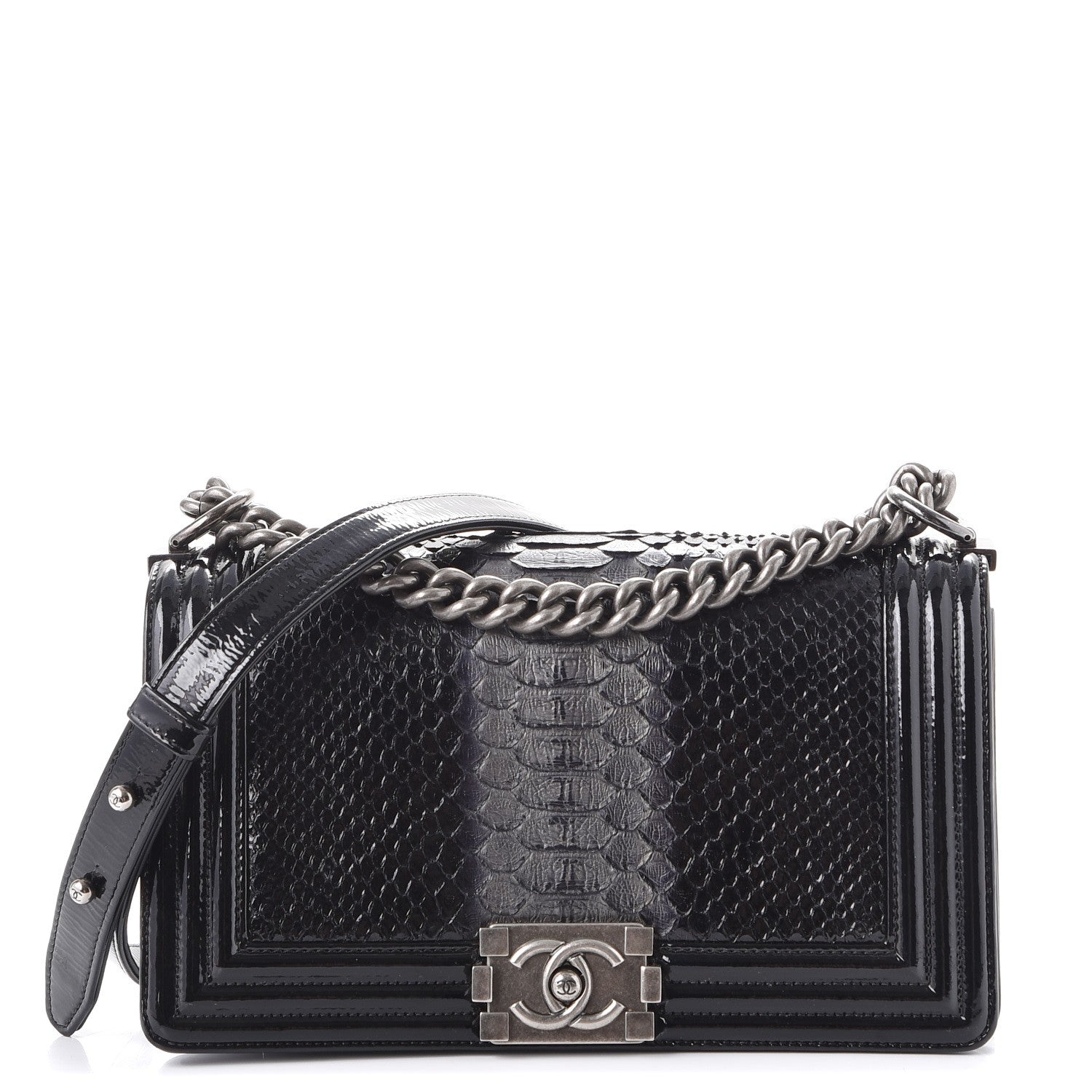 Chanel Python Patent Small Boy Flap Black 1 of 11
