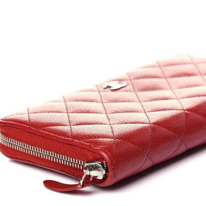 Chanel Caviar Quilted Large Gusset Zip Around Wallet Red 9 of 12