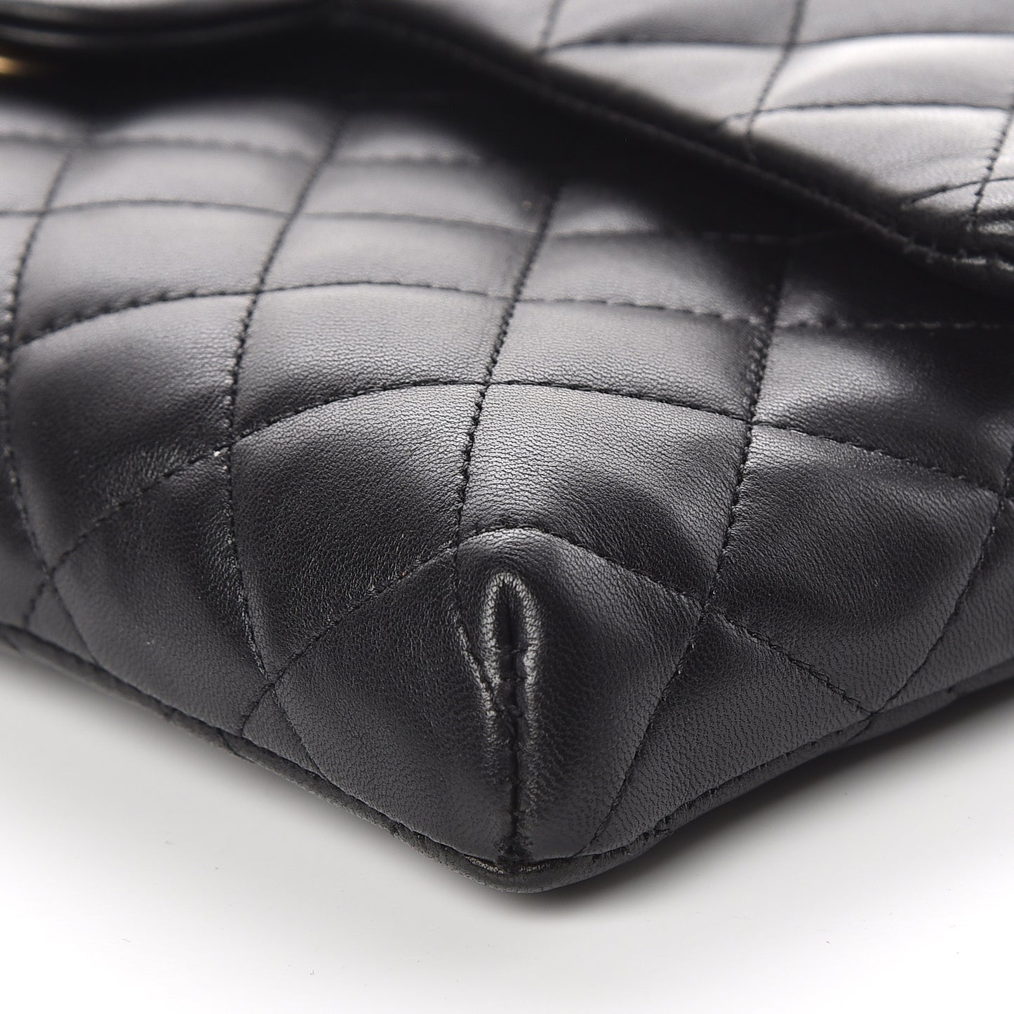 Lambskin Quilted Flap Clutch Black