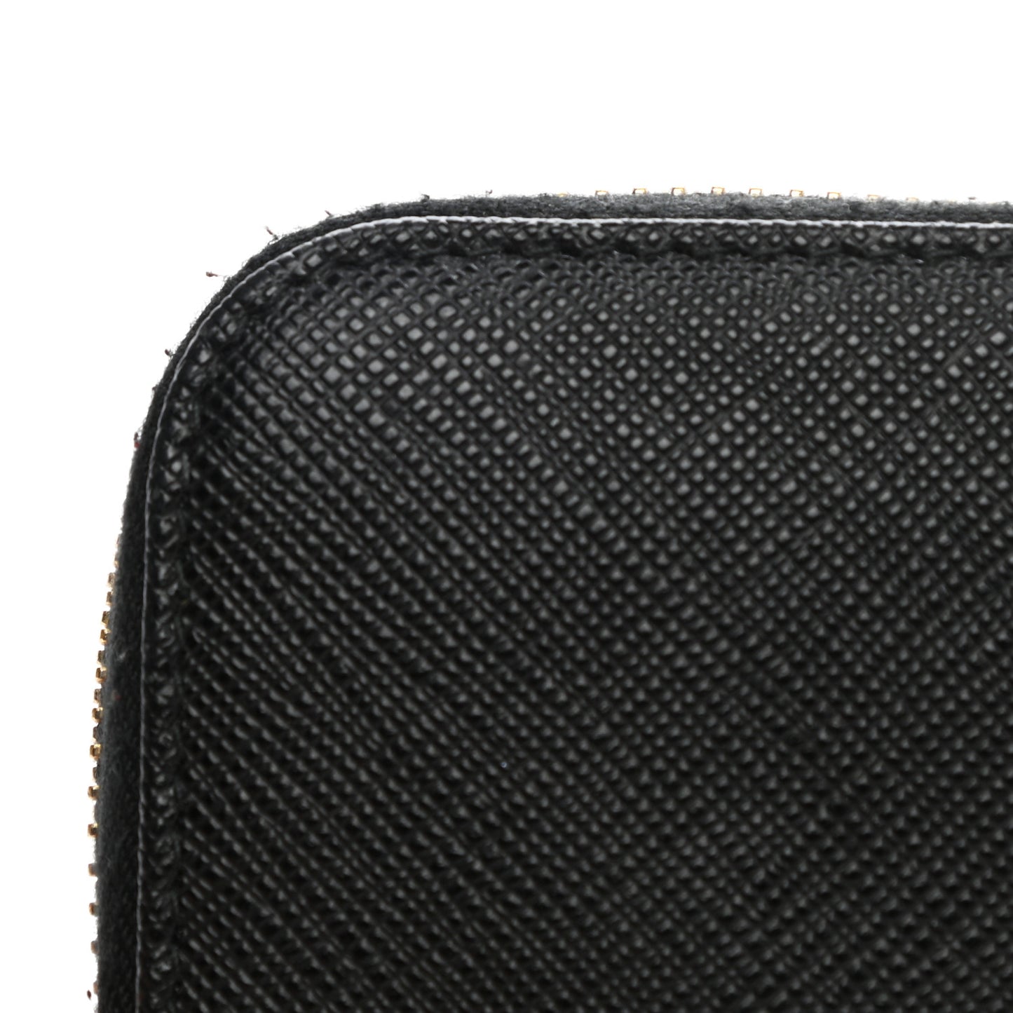 Saffiano Metal Zip Around Wallet Black