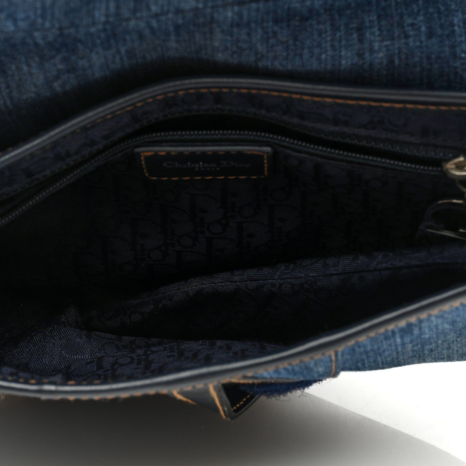 Christian Dior Denim Crystal Floral Embroidered Saddle Bag Multicolor 4 of 8