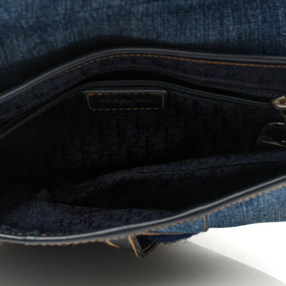 Christian Dior Denim Crystal Floral Embroidered Saddle Bag Multicolor 4 of 8