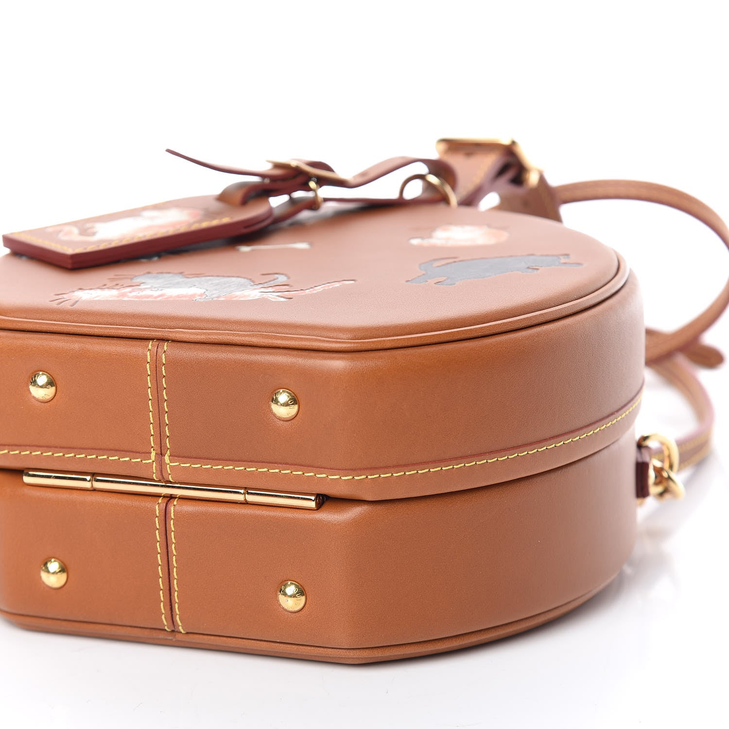 Louis Vuitton Calfskin Catogram Petite Boite Chapeau Tan 7 of 10