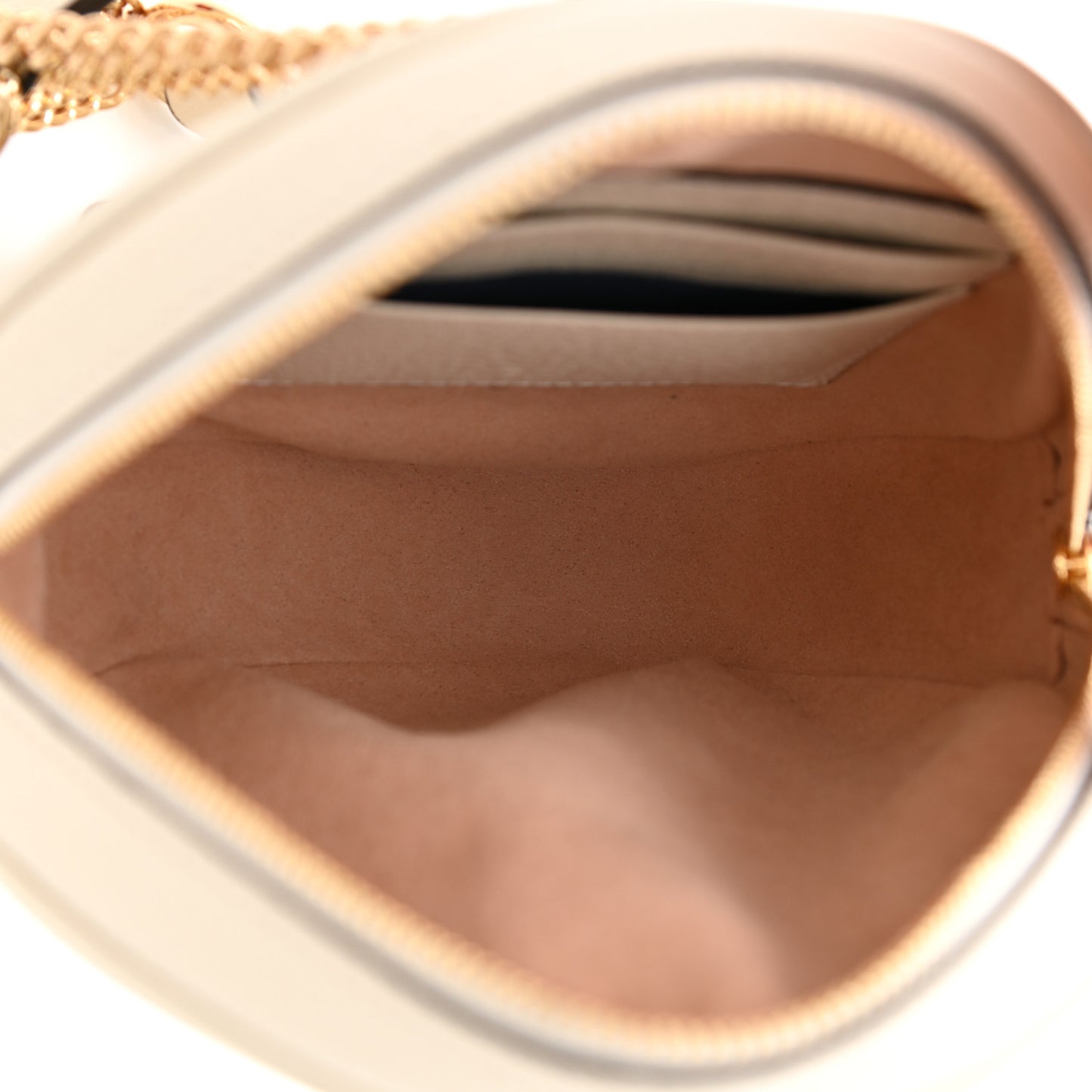 Textured Calfskin Web Mini Ophidia Round Backpack Mystic White