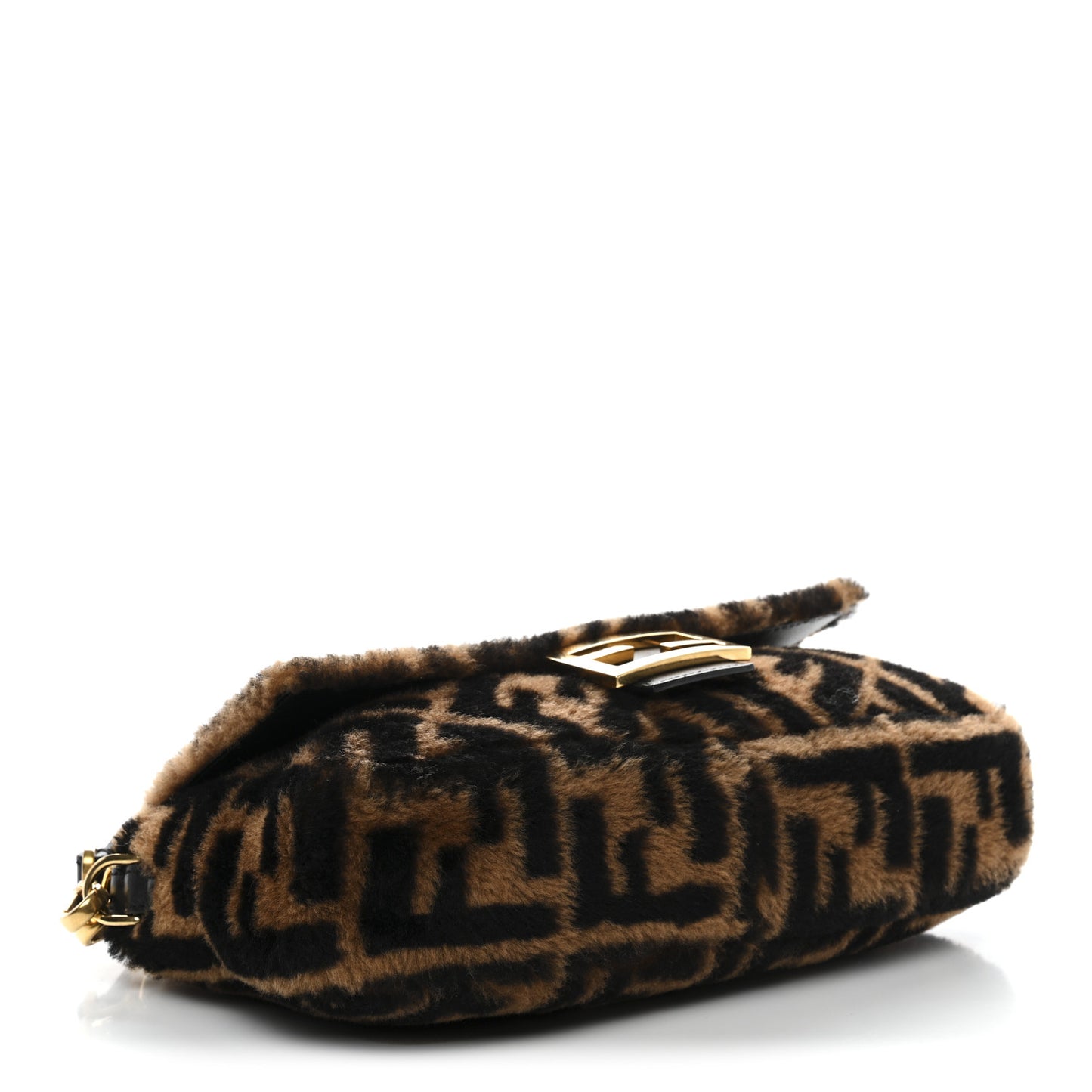 Shearling Vitello Dolce Macro FF 1974 Baguette Tobacco Black