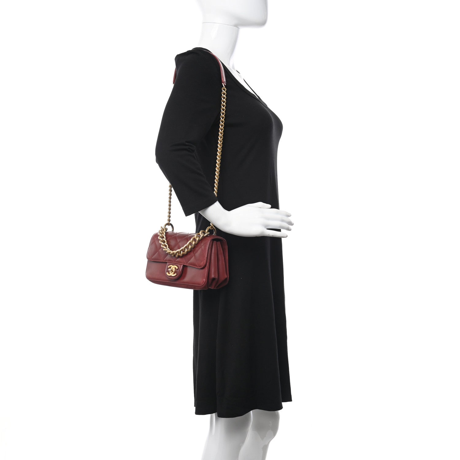 Chanel Iridescent Calfskin Quilted Small Straight Lined Flap Red 2 of 10