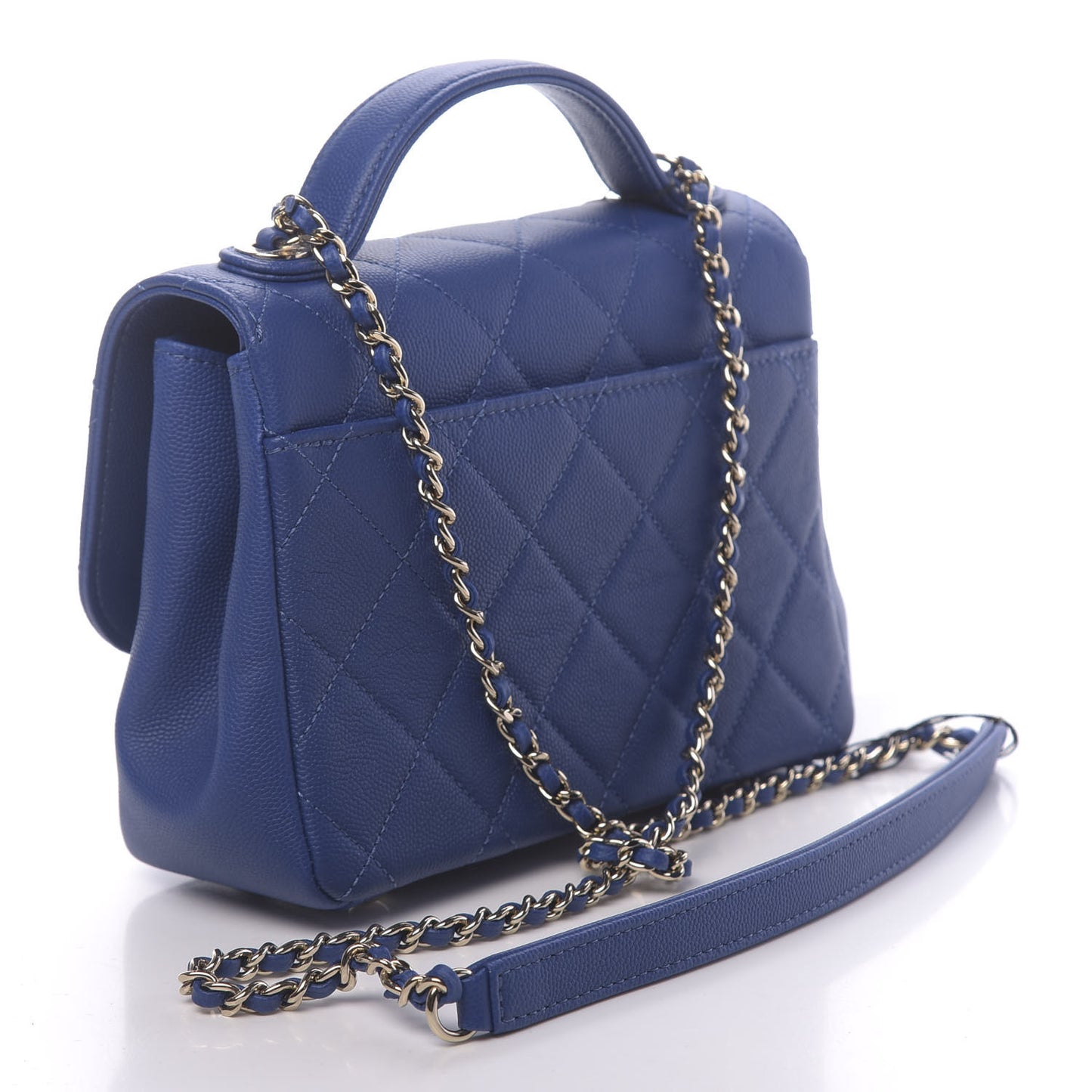 Caviar Quilted Small Business Affinity Flap Dark Blue