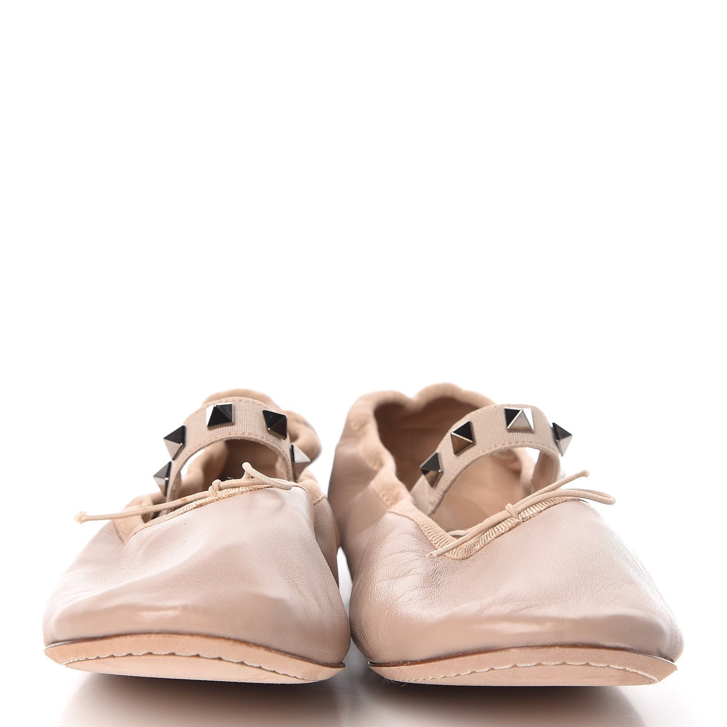 Valentino Garavani Nappa Rockstud Cross Strap Ballerina Flats 37 Poudre 2 of 10