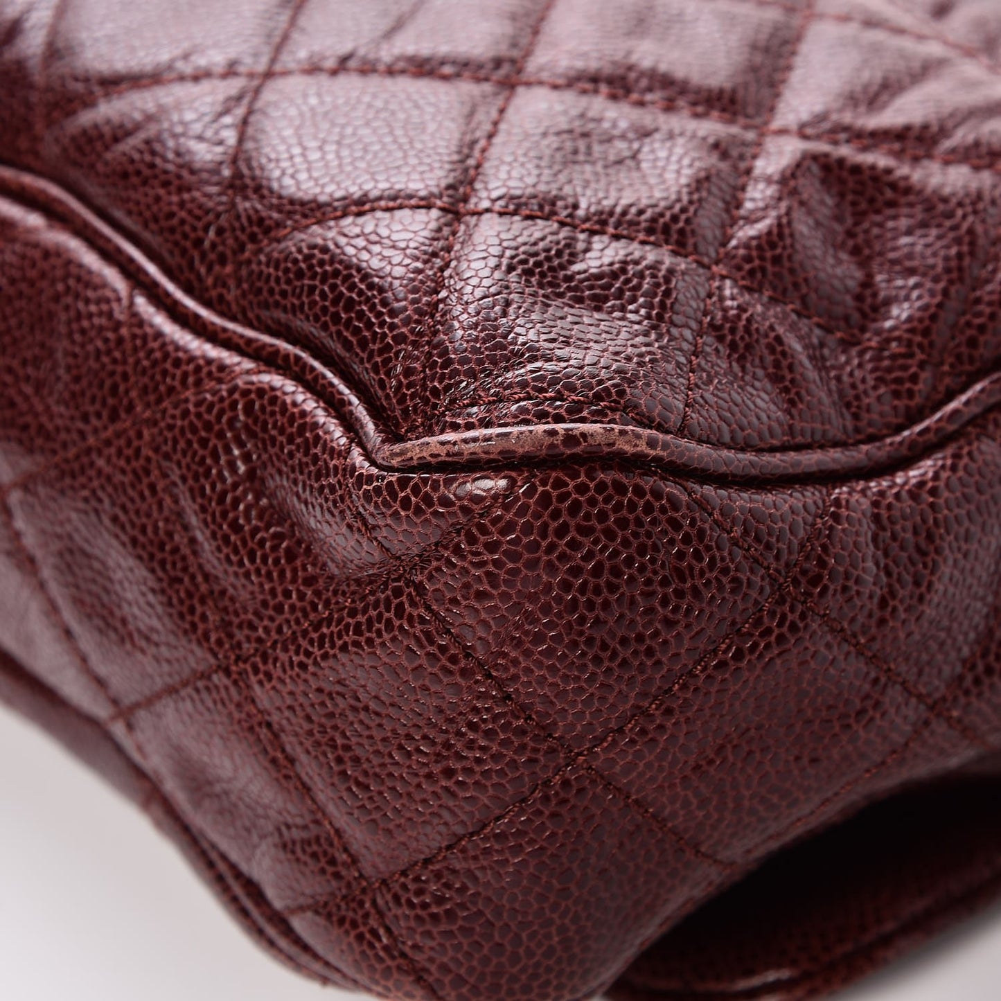 Crumpled Grained Calfskin Quilted Large Shiva Flap Bordeaux