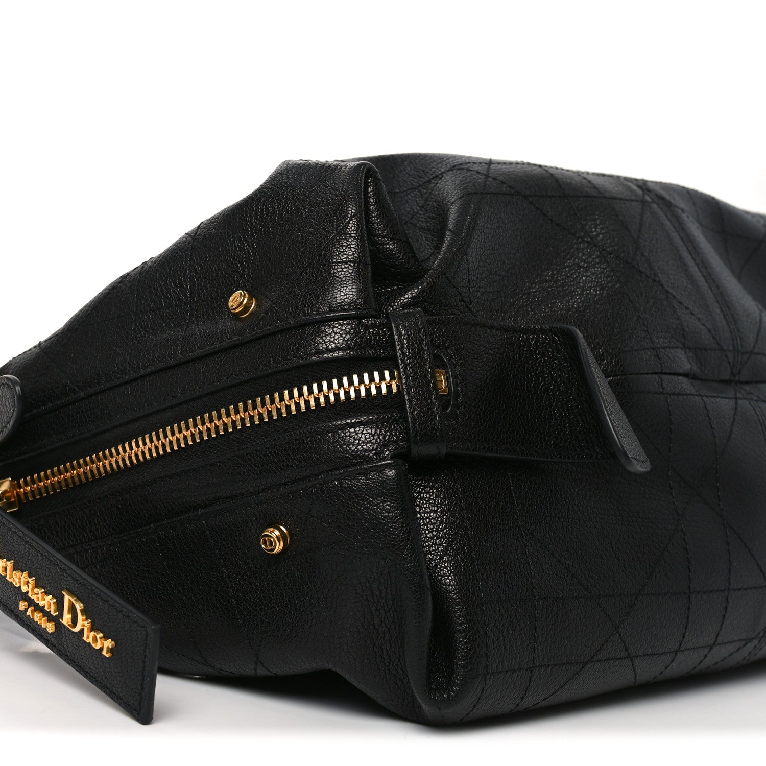 Christian Dior Shiny Grained Calfskin Macrocannage Medium D-Journey Bag Black 9 of 11