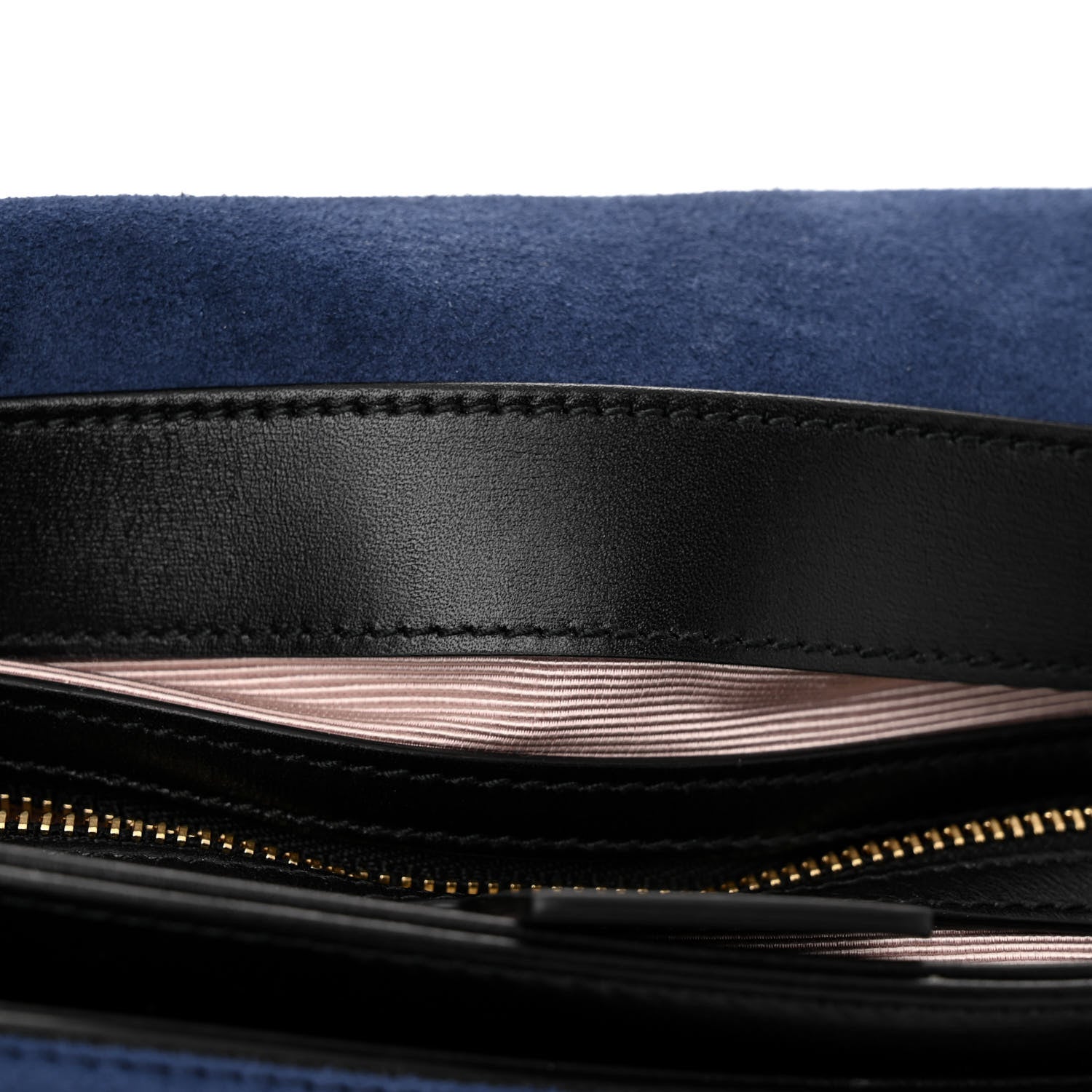 Gucci Suede Medium Arli Flap Shoulder Bag Blue Ink Black 11 of 11