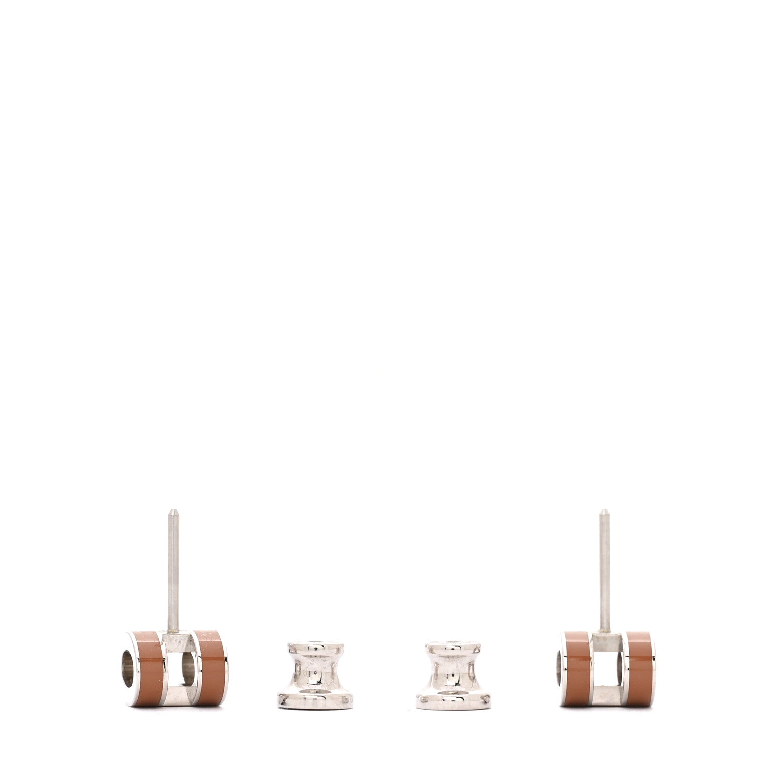 Hermes Palladium Lacquered Mini Pop H Earrings New Gold 3 of 6