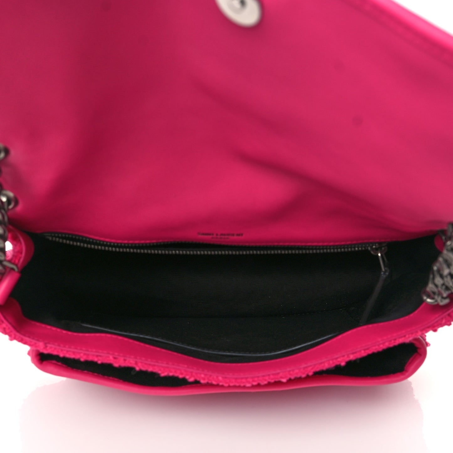 Tweed Calfskin Matelasse Monogram Medium Niki Chain Satchel Magenta