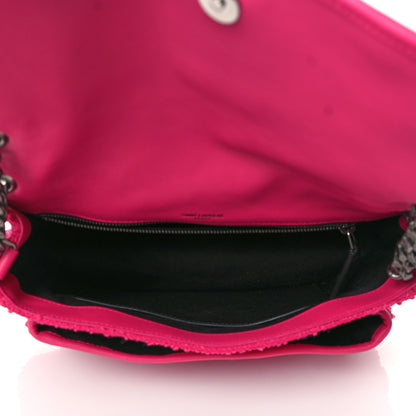 Saint Laurent Tweed Calfskin Matelasse Monogram Medium Niki Chain Satchel Magenta 5 of 9