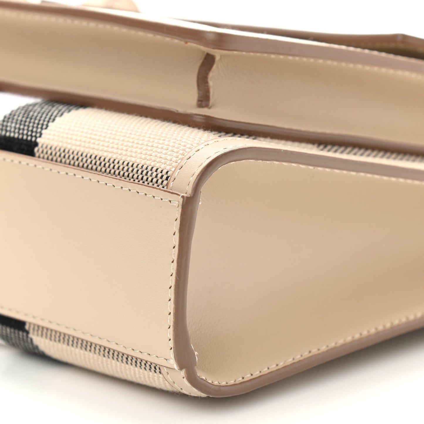 Smooth Calfskin Canvas Check Mini Pocket Bag Dusty Sand Soft Fawn