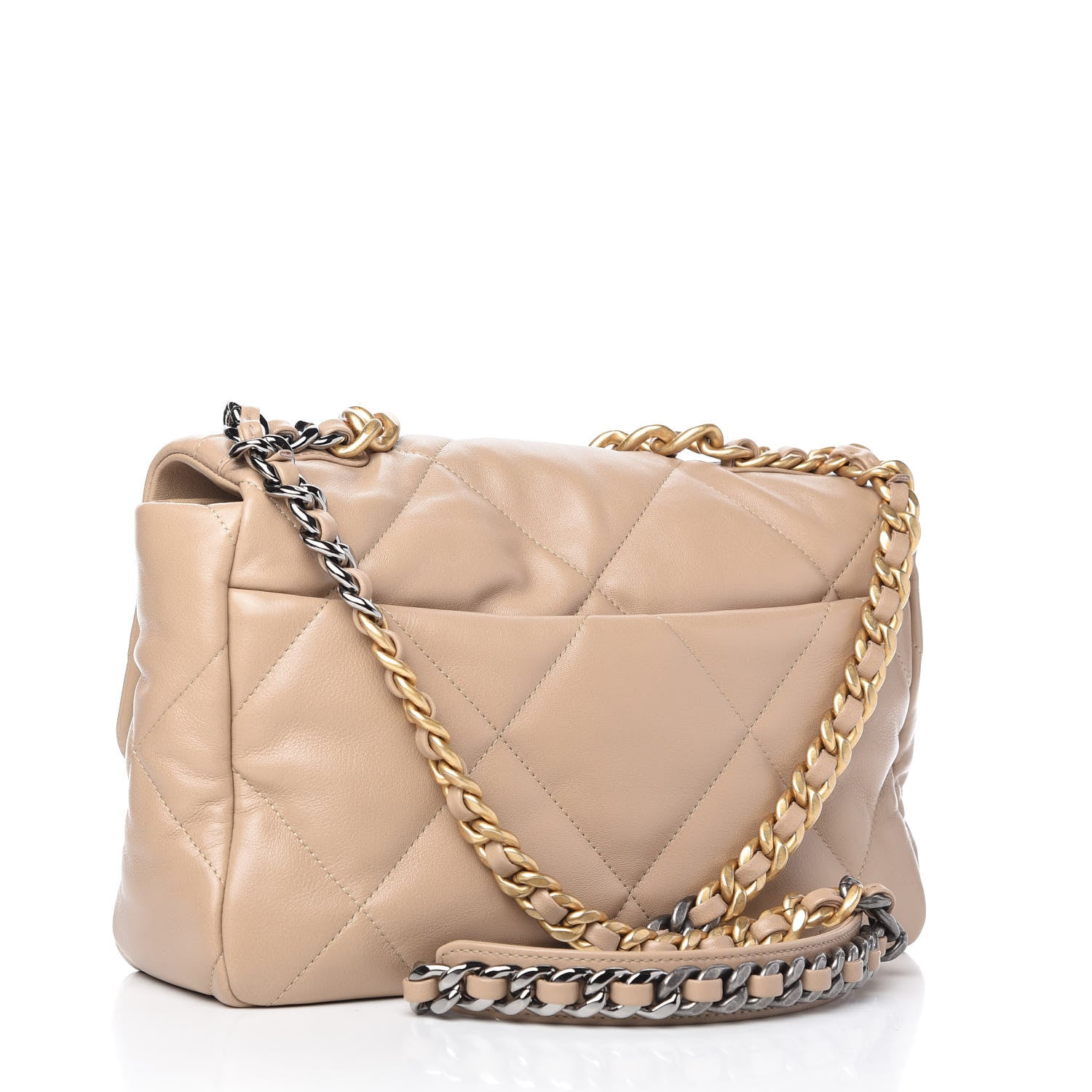 Chanel Lambskin Quilted Large Chanel 19 Flap Dark Beige 3 of 11