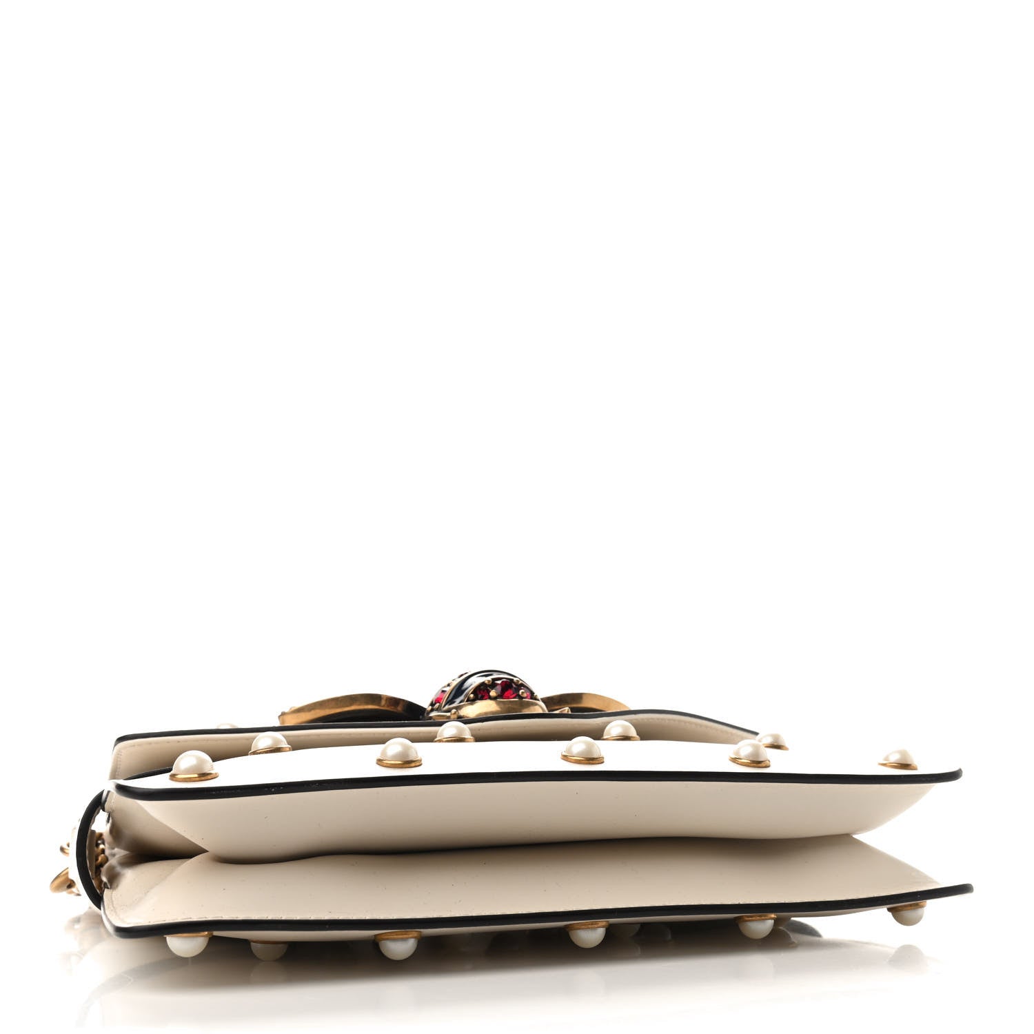 Gucci Nappa Pearl Studded Mini Queen Margaret Broadway Shoulder Bag Mystic White 4 of 9