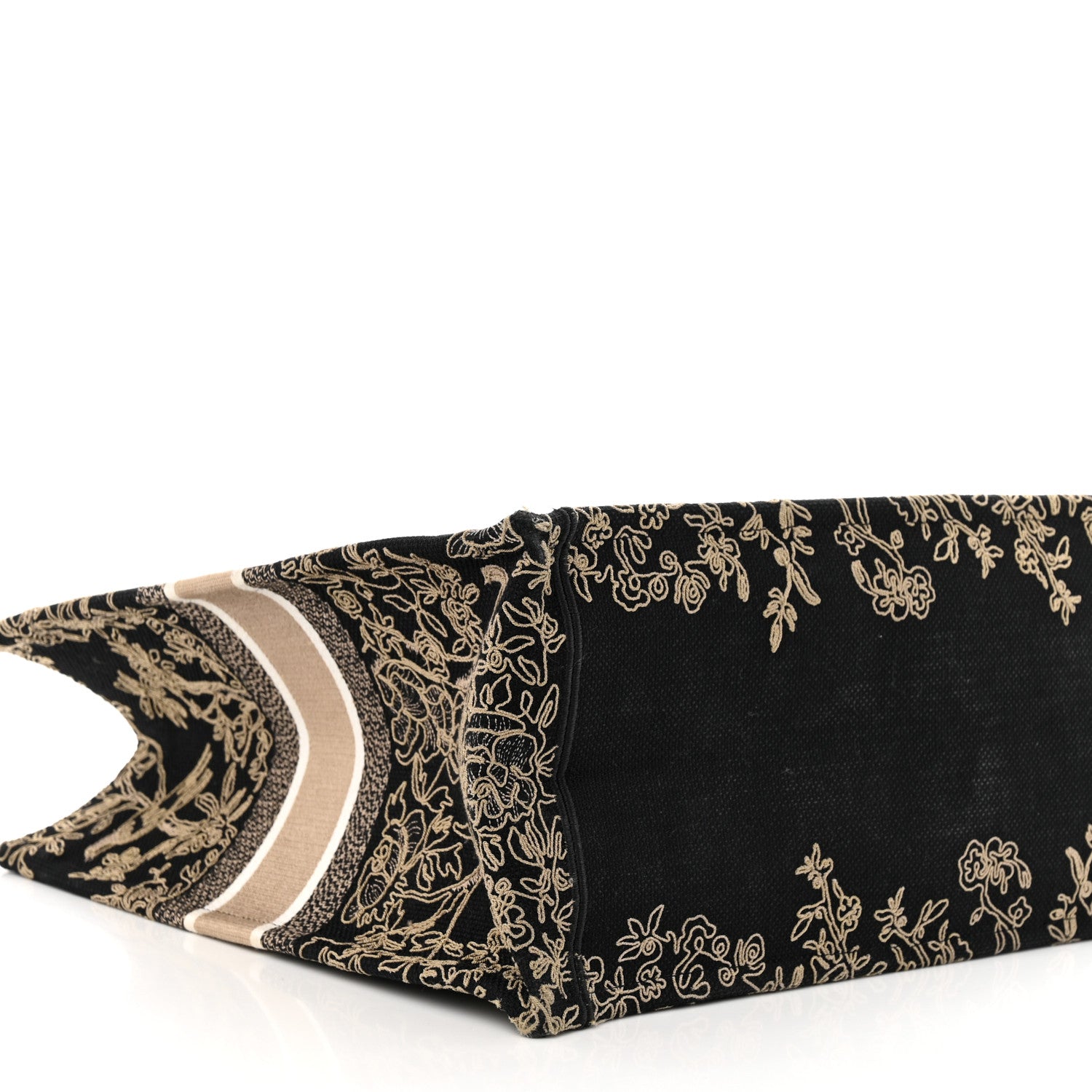 Christian Dior Canvas Embroidered Large Ornamental Cornely Book Tote Black Beige 9 of 10
