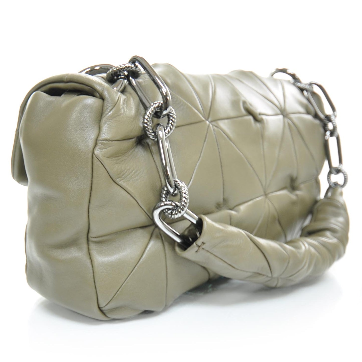 Calfskin Quilted Medium Origami Flap Khaki