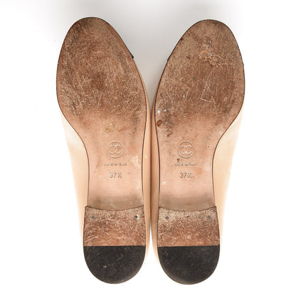 Chanel Lambskin Cap Toe Ballerina Ballet Flats 37.5 Beige Black 5 of 15