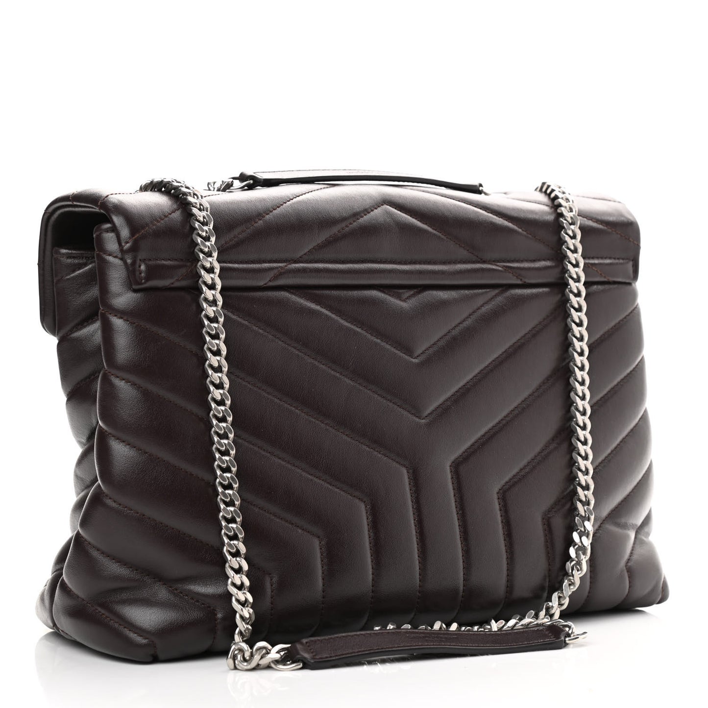 Calfskin Y Quilted Monogram Medium Loulou Chain Satchel Amaranto