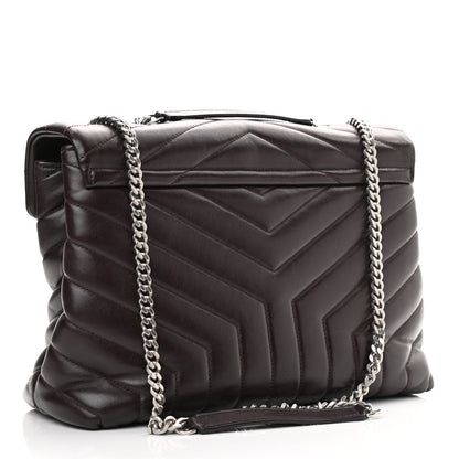 Saint Laurent Calfskin Y Quilted Monogram Medium Loulou Chain Satchel Amaranto 2 of 10