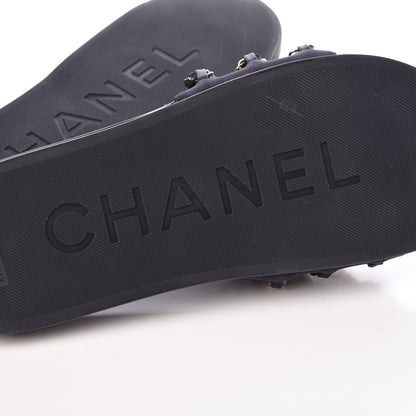 Chanel Canvas Chain Flat Sandals 40 Marine 6 of 11