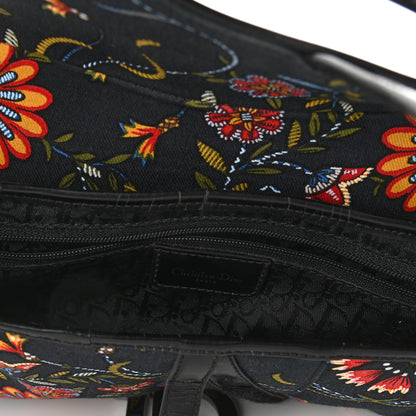 Christian Dior Canvas Floral Saddle Bag Black 5 of 10