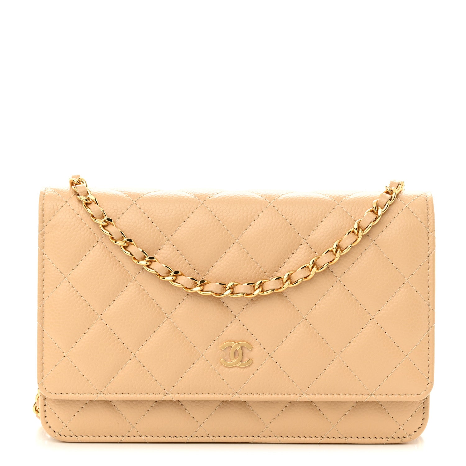 Chanel Caviar Quilted Wallet On Chain WOC Beige 1 of 11