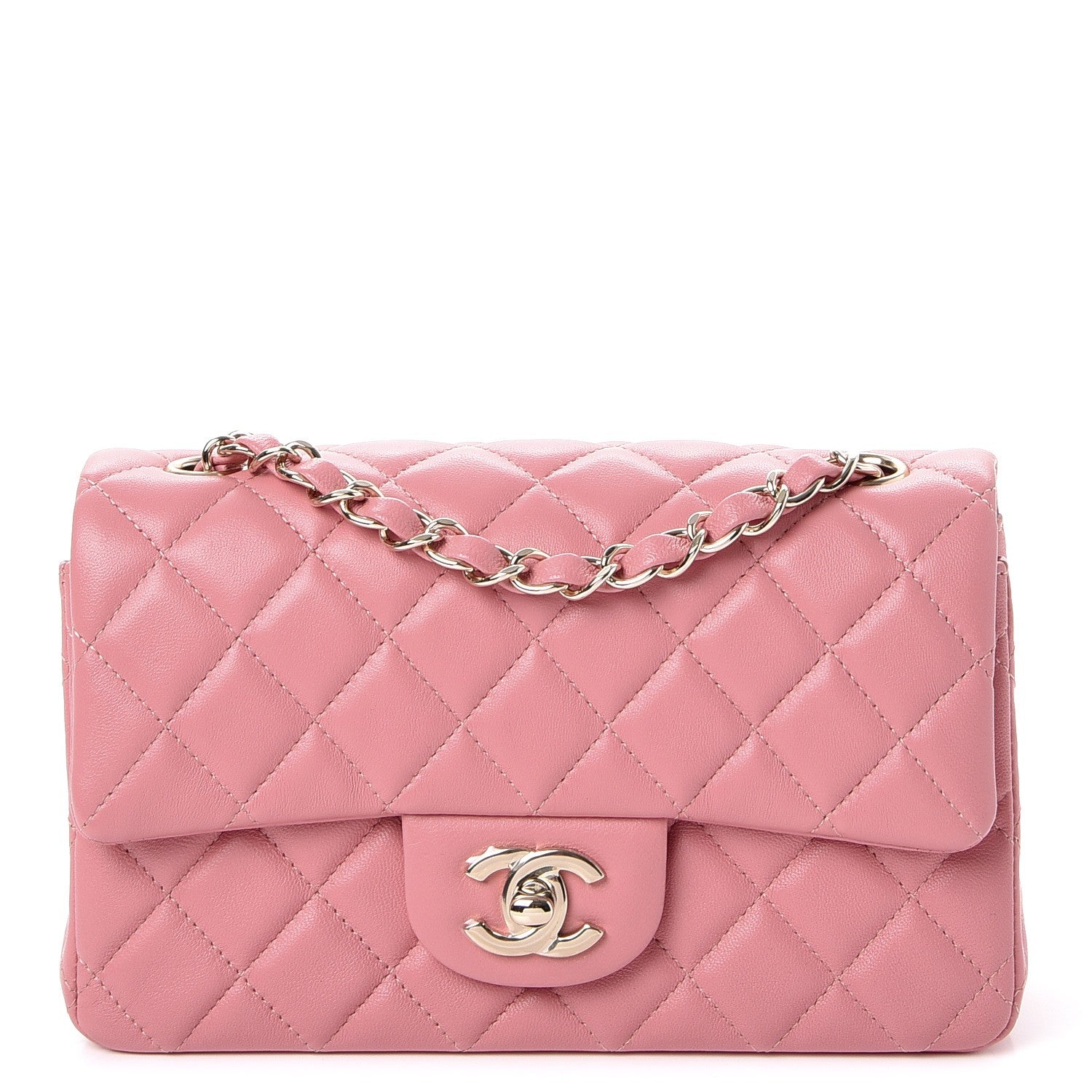 Chanel Lambskin Quilted Mini Rectangular Flap Pink 1 of 7