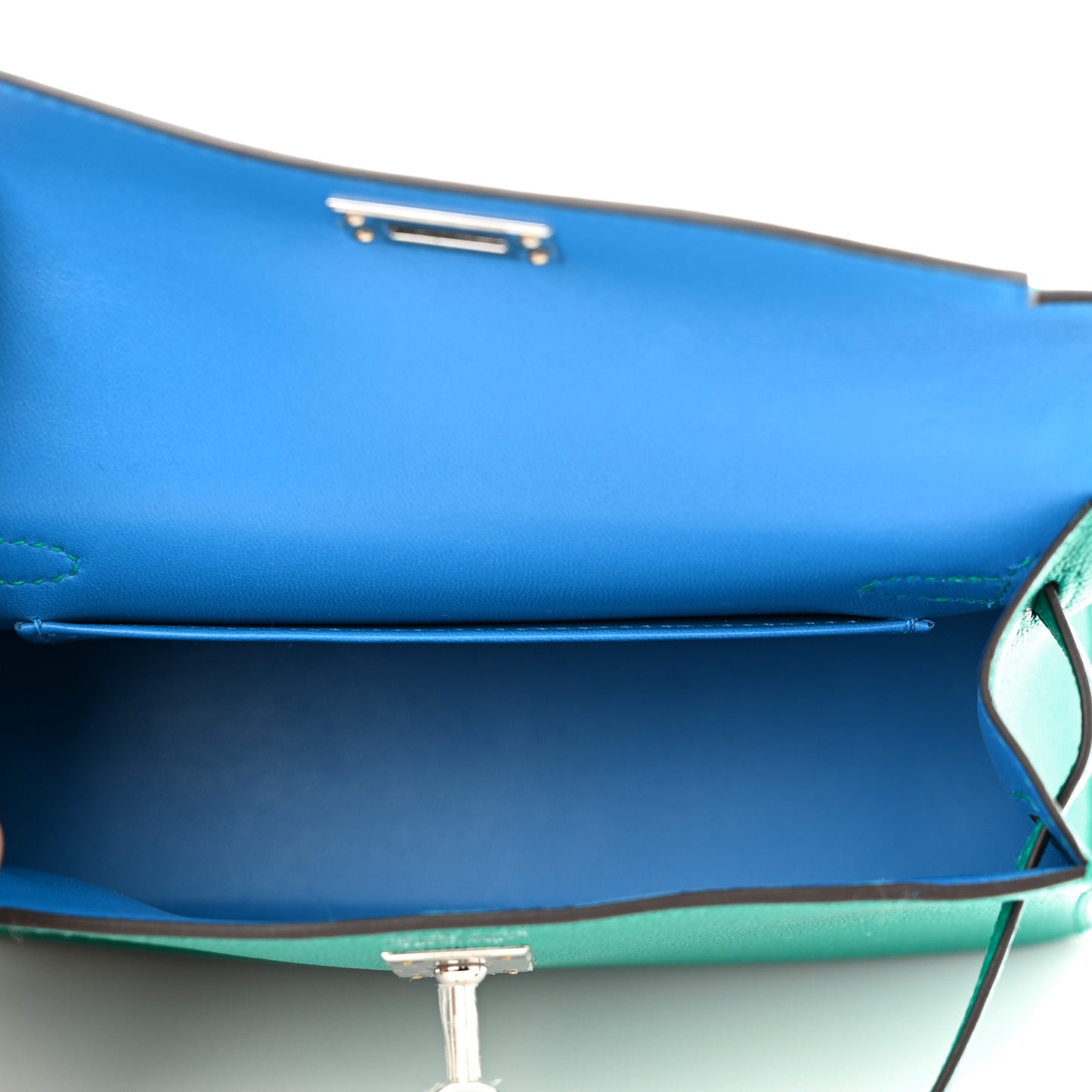 Chevre Mysore Verso Mini Kelly Sellier 20 Vert Verone Bleu Hydra