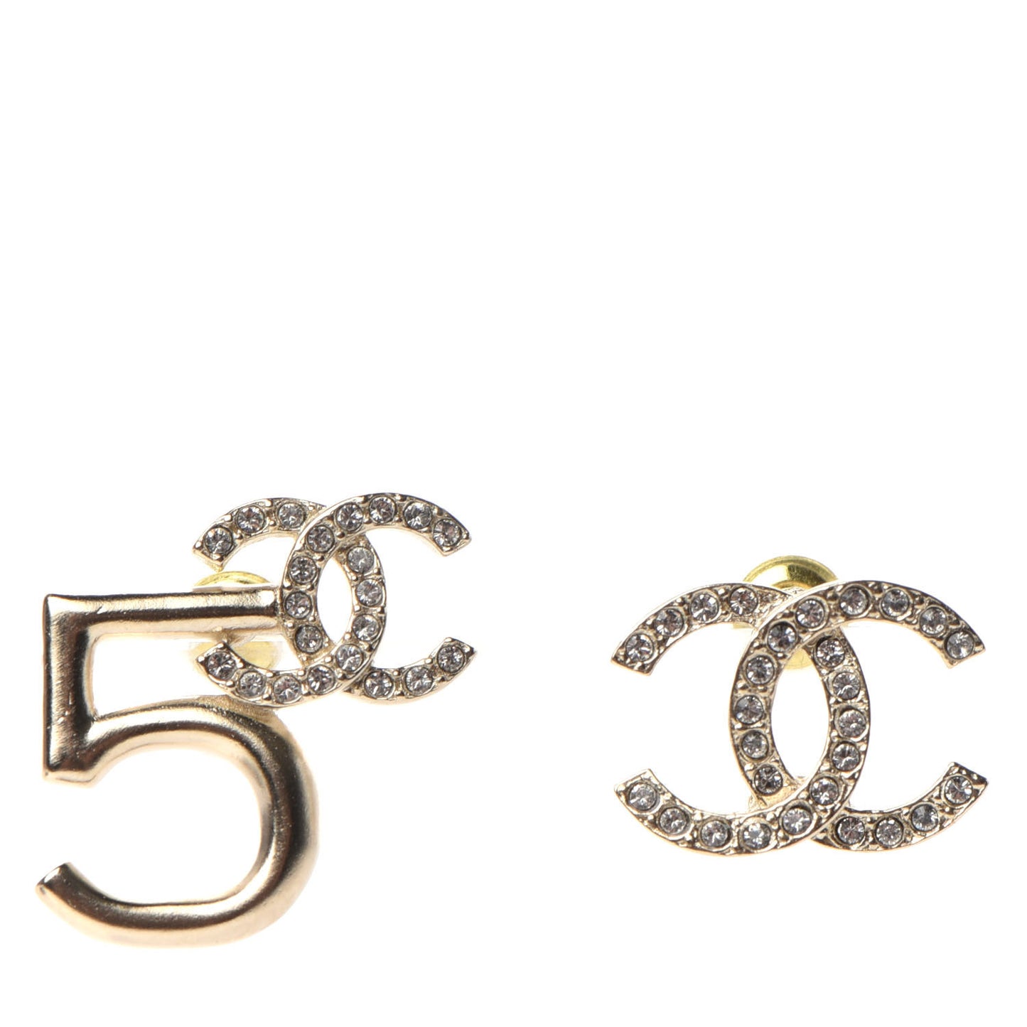 Crystal CC No 5 Earrings Gold