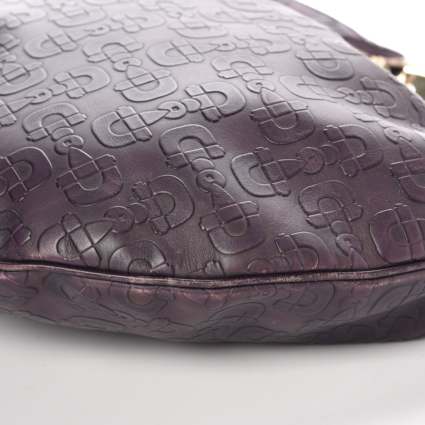 Calfskin Horsebit Embossed Glam Hobo Purple