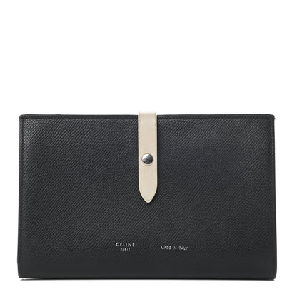 Celine Grained Calfskin Large Multifunction Strap Wallet Black Chalk 1 of 12