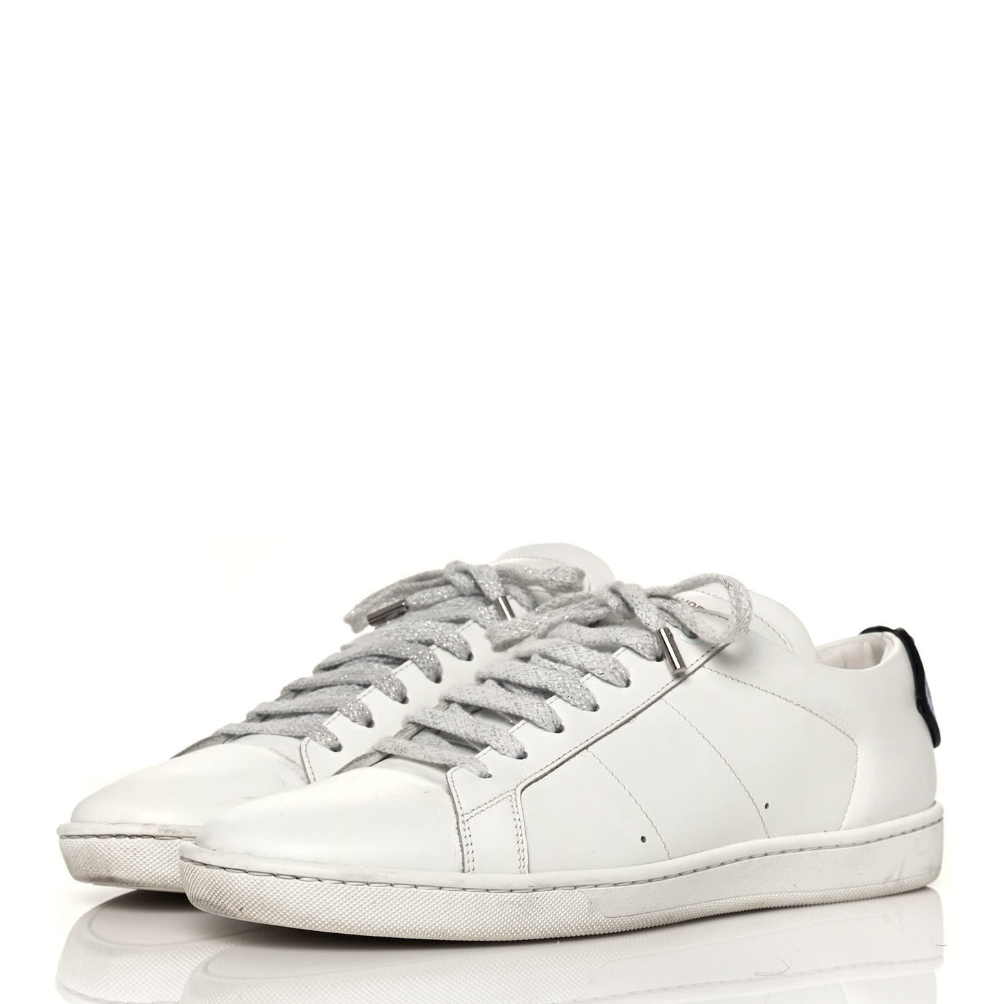 Calfskin Metallic Ayers Signature Court Lips Sneakers 41 Optic White