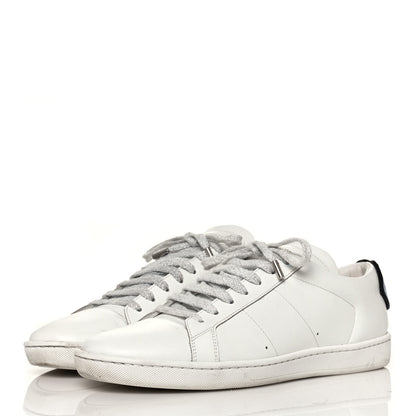 Saint Laurent Calfskin Metallic Ayers Signature Court Lips Sneakers 41 Optic White 3 of 12