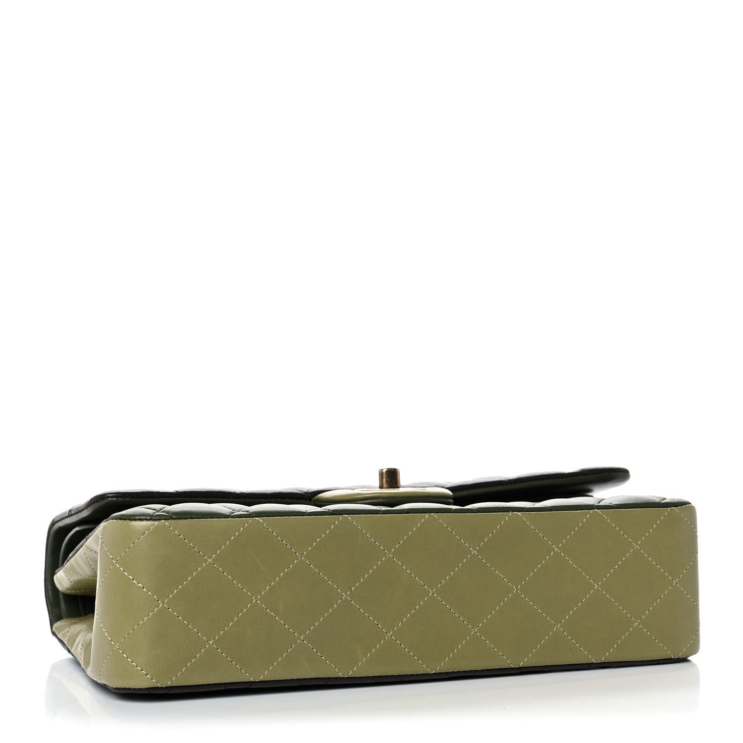 Chanel Lambskin Quilted Tri-Color Medium Double Flap Green Brown 3 of 11