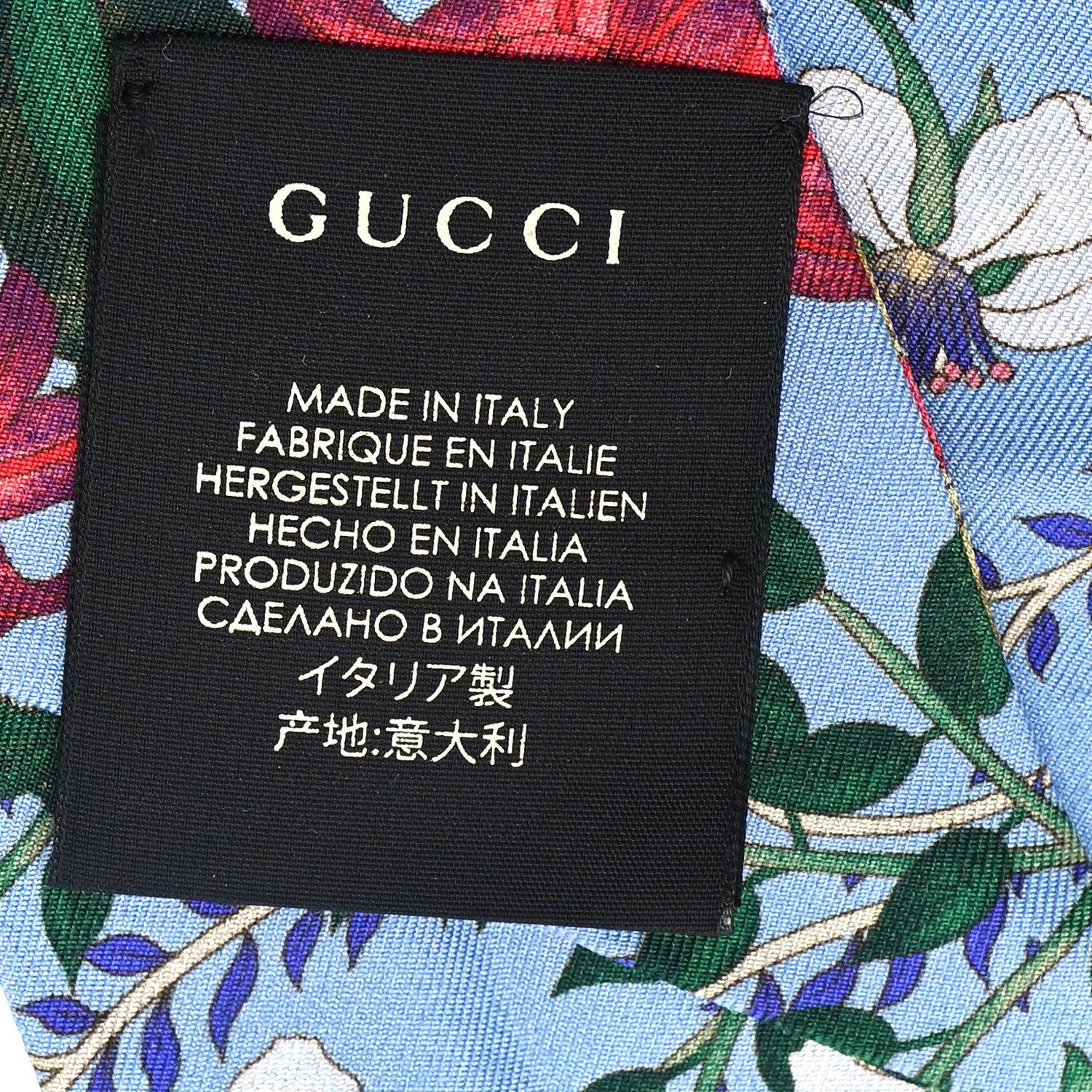 Gucci Silk Twill Newflora Neck Bow Scarf Bluette 3 of 3