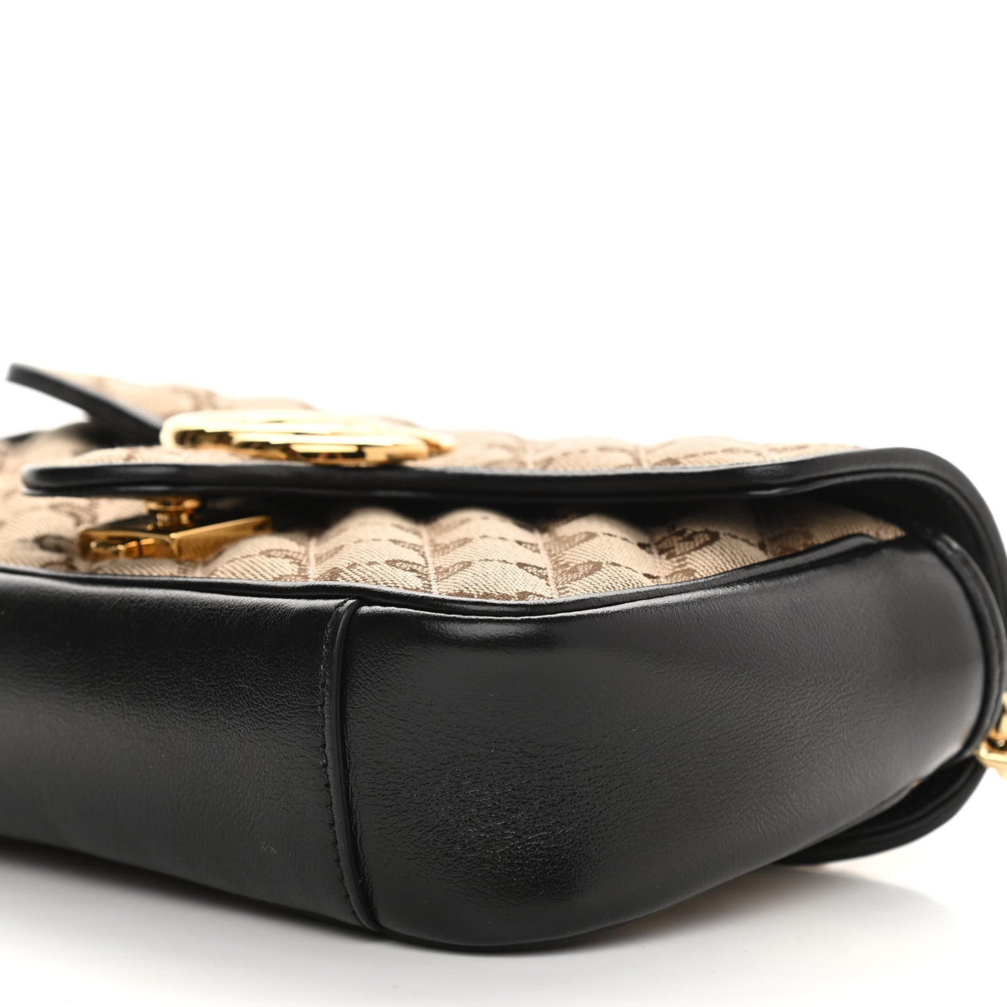 Monogram Matelasse Diagonal Mini GG Marmont Shoulder Bag Beige Black