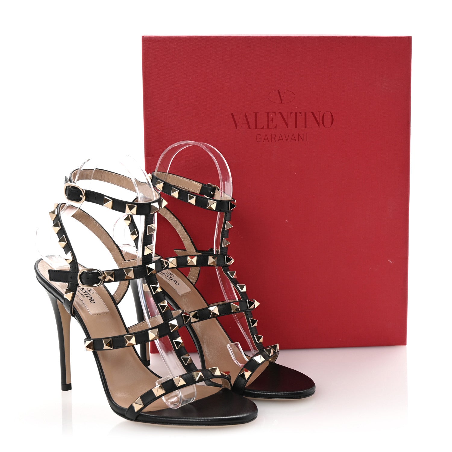 Valentino Garavani Calfskin Nappa Rockstud Gladiator 105mm Sandals 37 Black 9 of 9