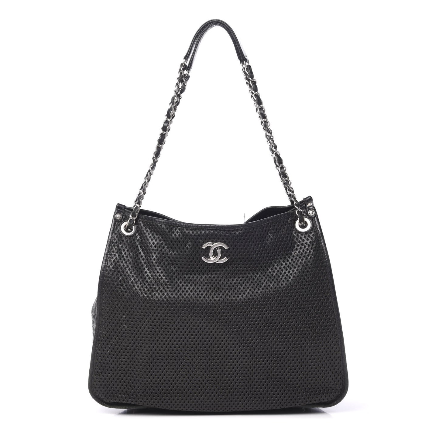 Calfskin Perforated Up In The Air Tote Black