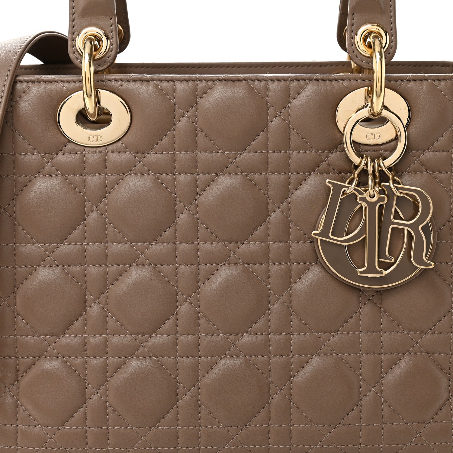 Christian Dior Lambskin Cannage Medium Lady Dior Warm Taupe 8 of 13